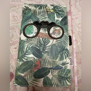 Tropical Leaves Travel Journal Cover with Binocular Appliqué - Green